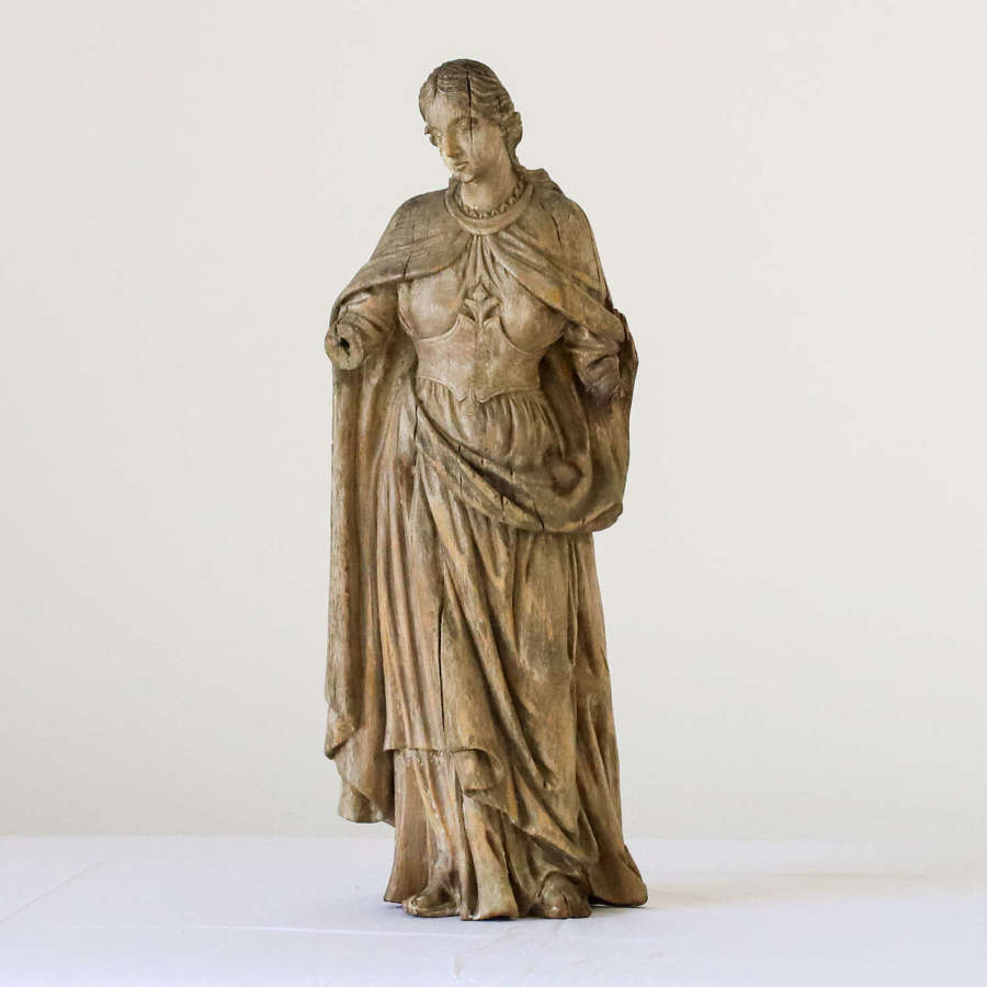 Early 19th century Carved Female Figure robed in cloak