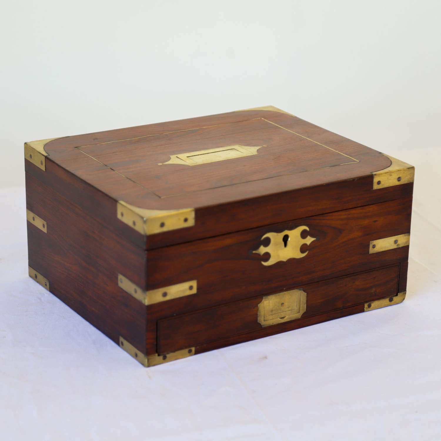 English late Georgian Rosewood veneer brass bound trinket box