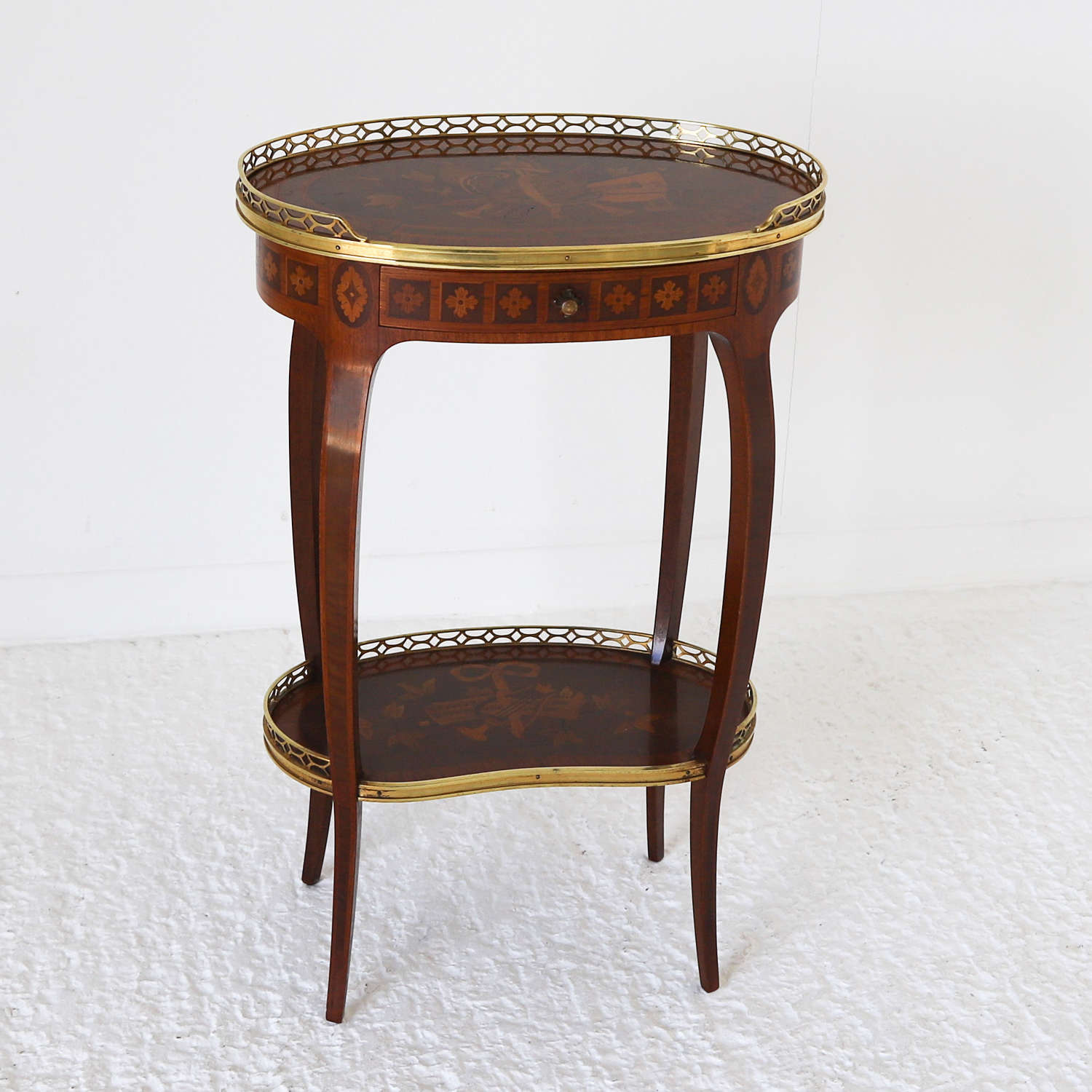 French c1890-1910 Oval Ambulante Table with fine marquetry inlay