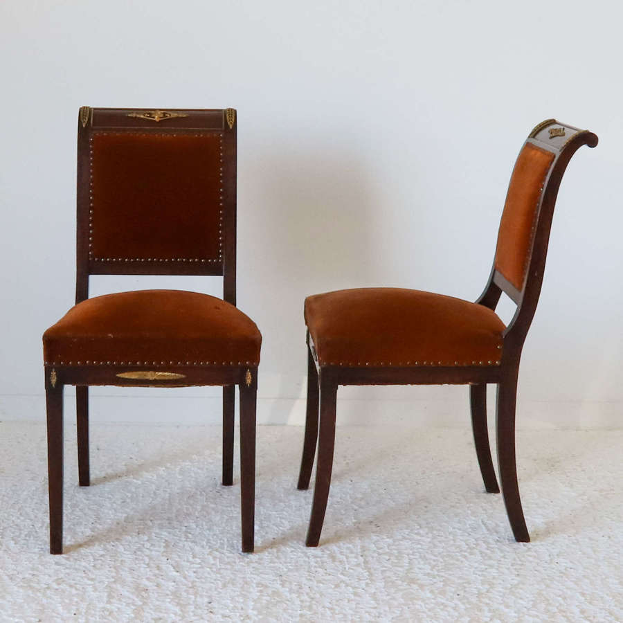French pair of French Louis XVI Empire style chairs for reupholstery