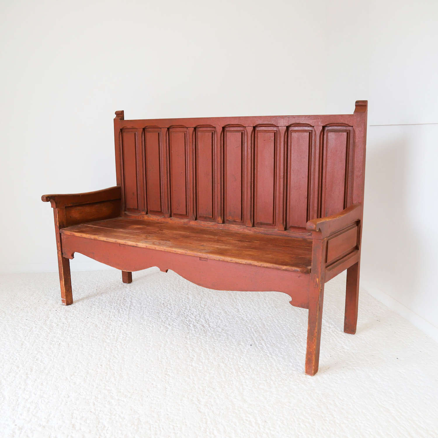 A Large Spanish Painted Settle Bench c.1890