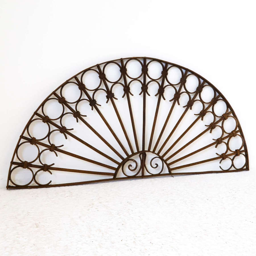French c.1800 hand made demi lune wrought iron grille from an orangery
