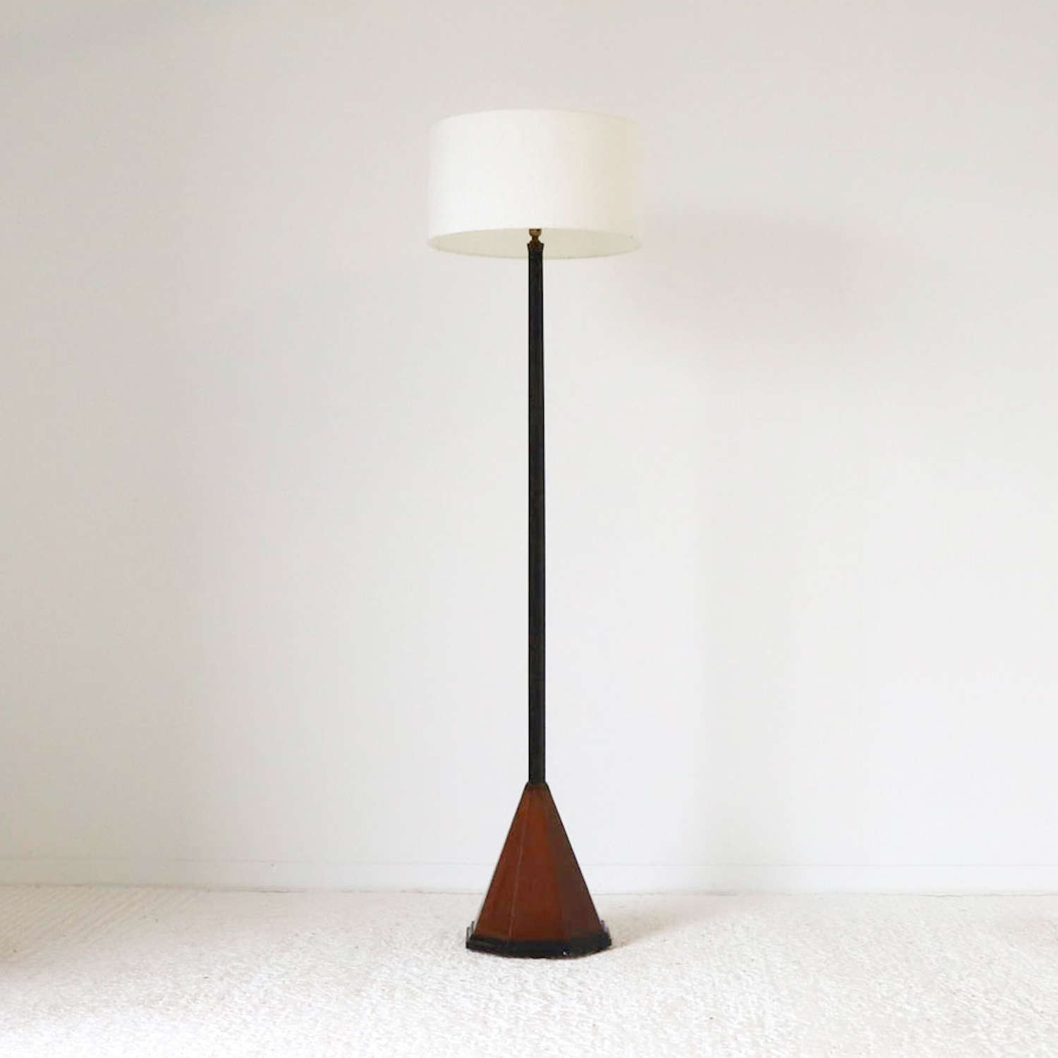 Ebonised & walnut  English Art Deco standard lamp with flared base
