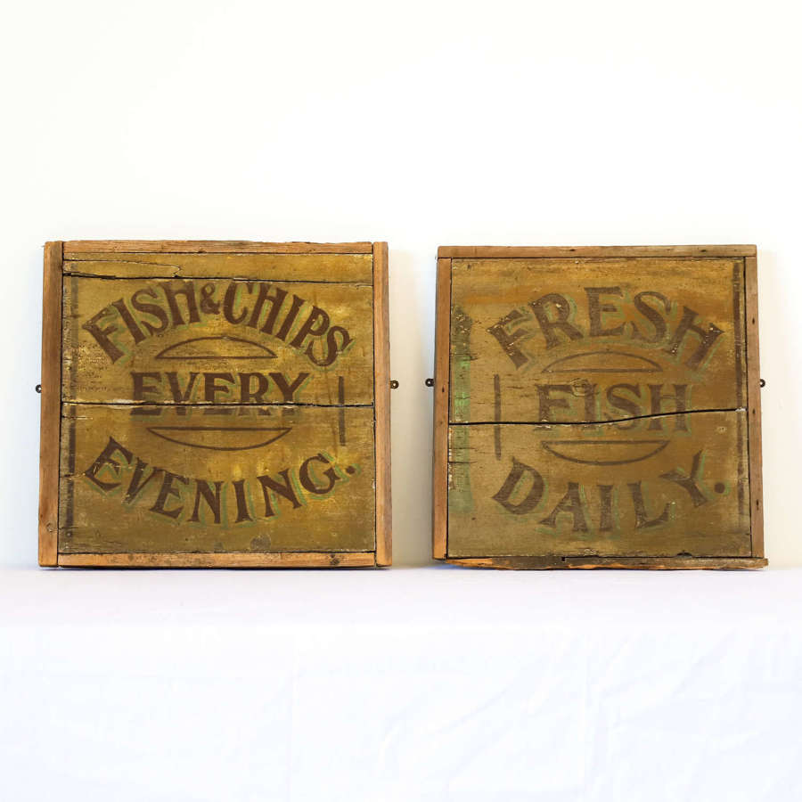Pair of Fish & Chip Shop signs from English's Fish Restaurant Brighton