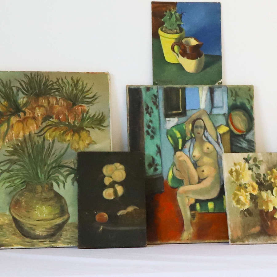 Collection of 9 Naïve Paintings in Various Media