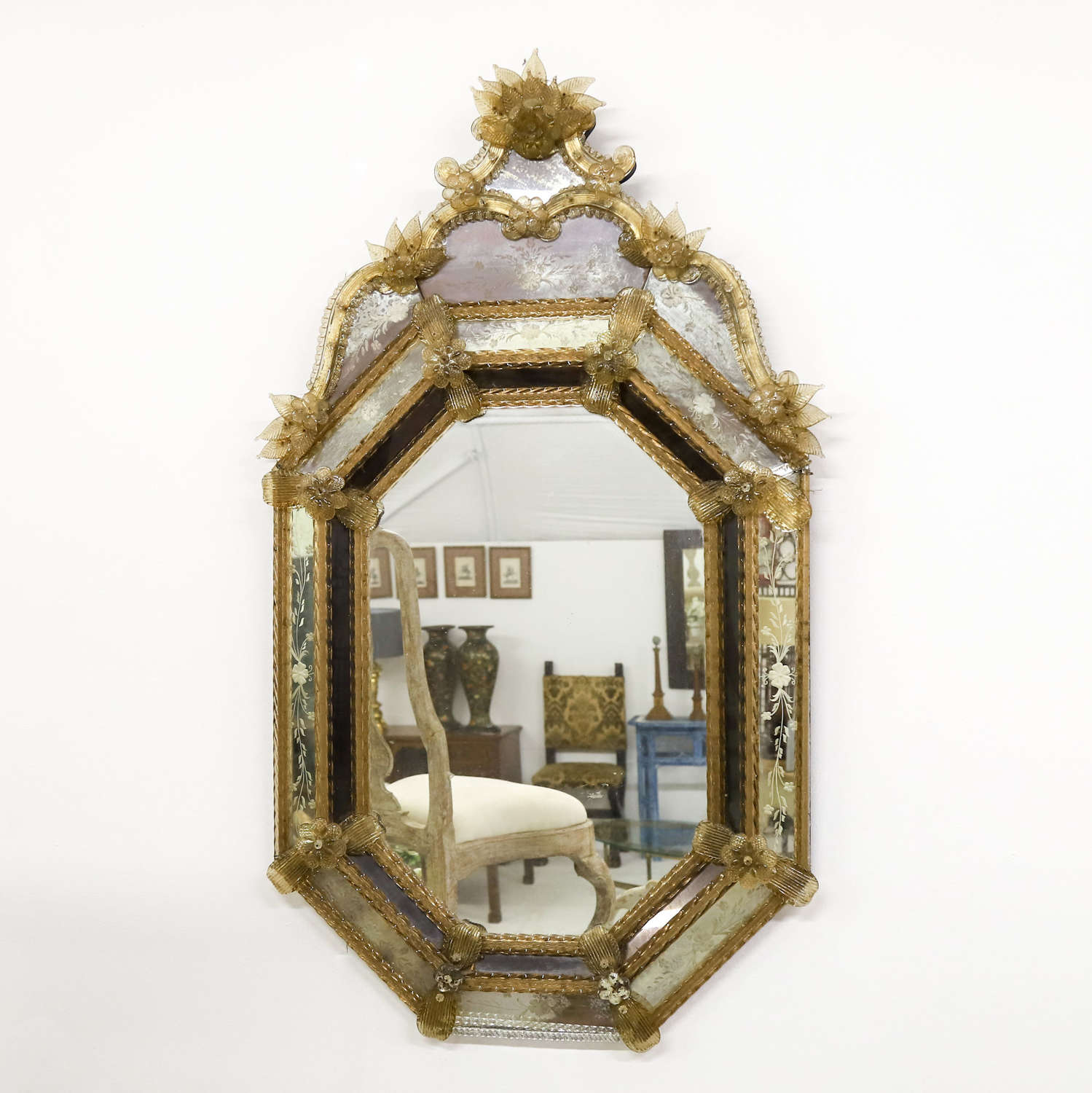 18th Century Venetian Mirror with Floral Details