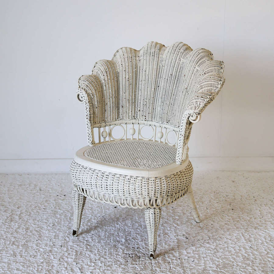 Early 20th Century Petite Wicker Shell Back Armchair