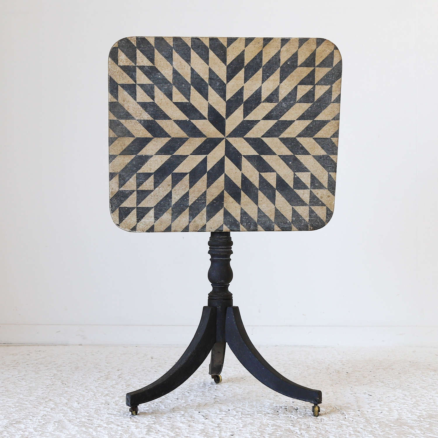 Georgian Tilt Top Table with later Geometric Design Painted Top