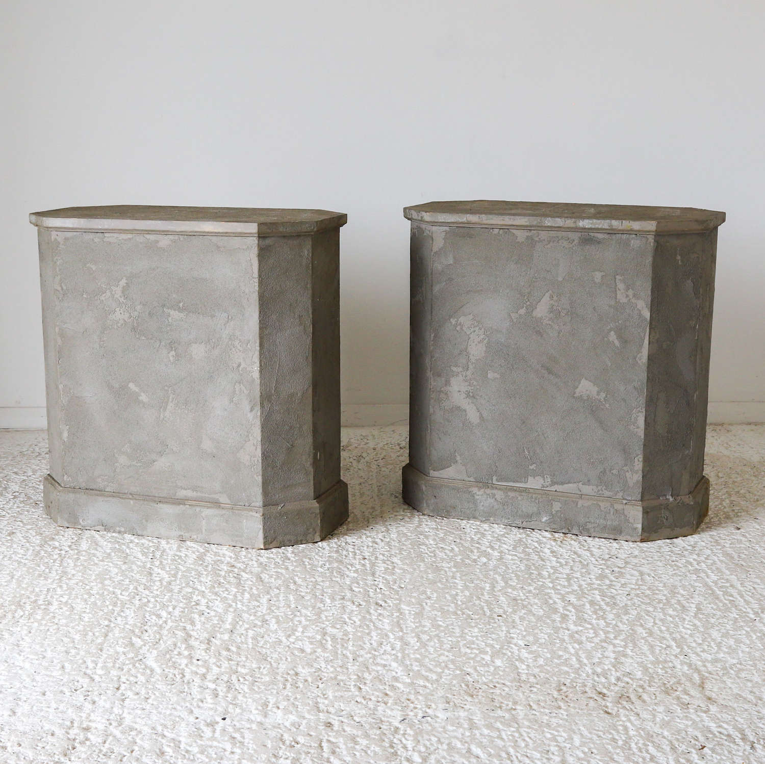 Pair of Contemporary Stands in Wood painted to resemble stone