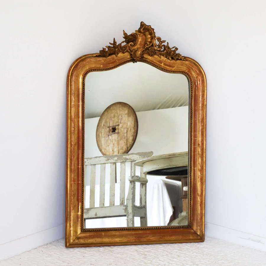 French  19th Century Water Gilded Crested Mirror