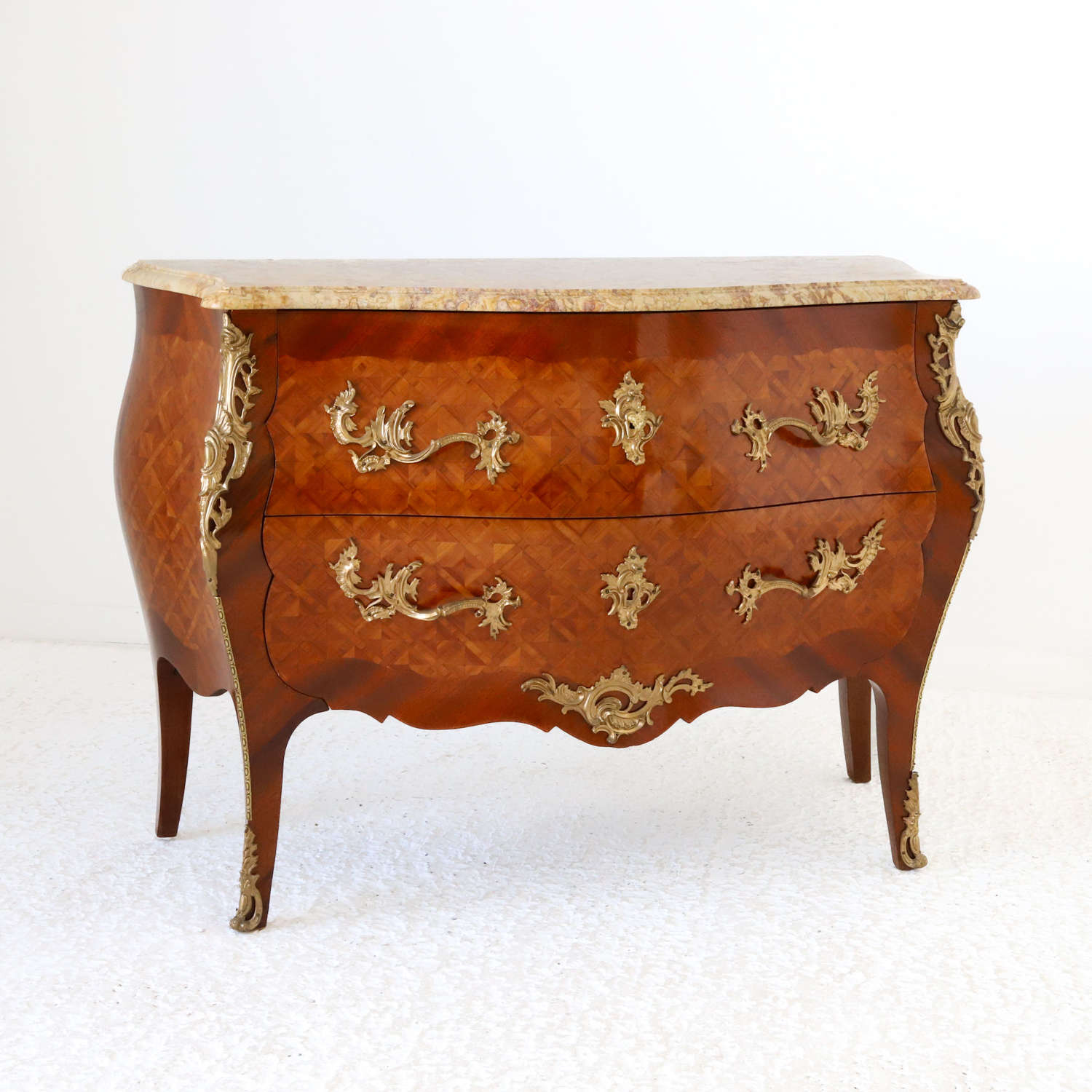 French Commode with Parquetry Inlay of Kingwood and Tulip Wood