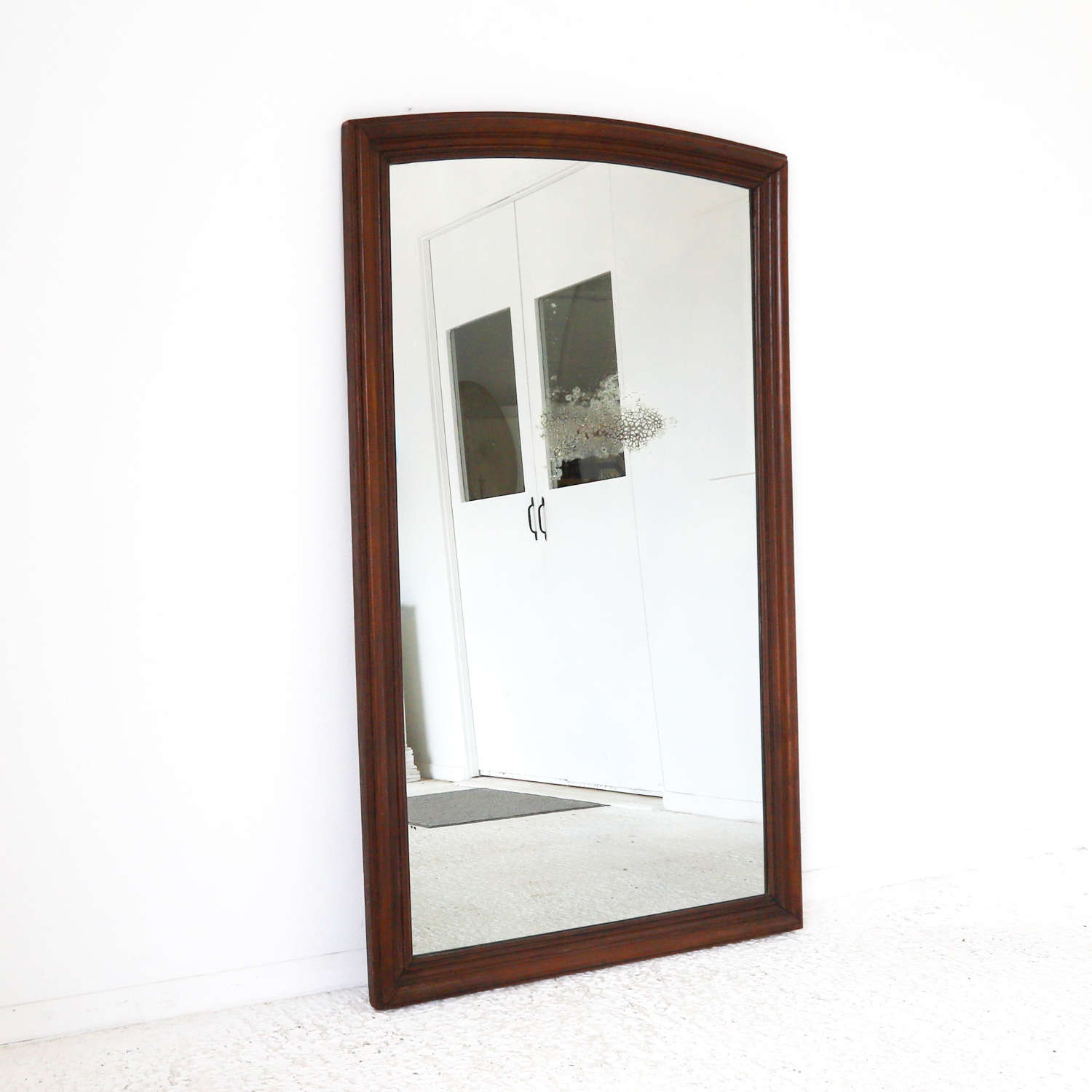 Large 19th Century Mahogany Dressing Mirror with Arched Top