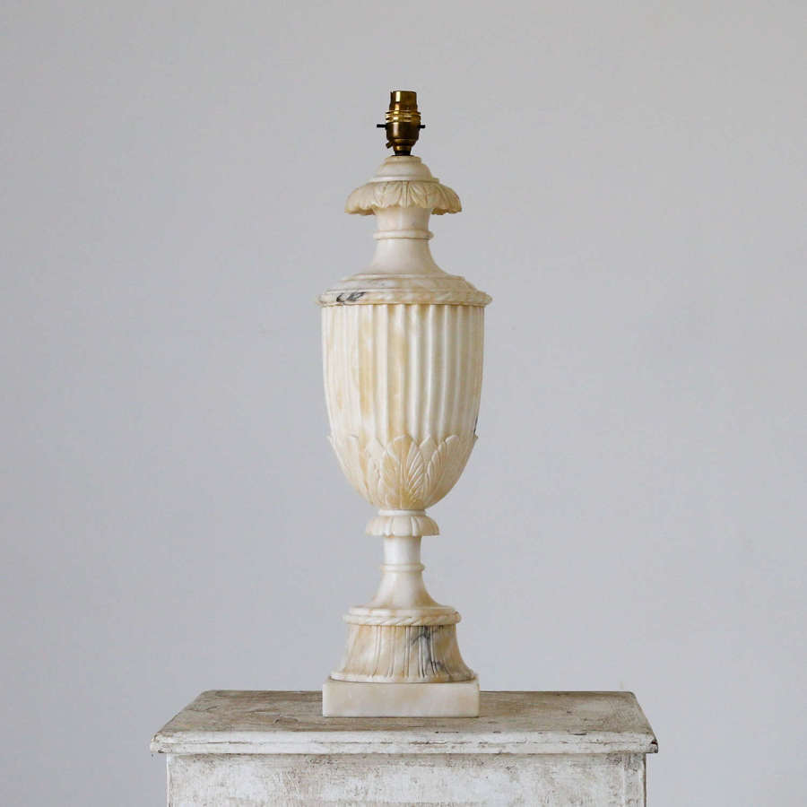 Large Early 20Th Century Italian Alabaster Urn Lamp