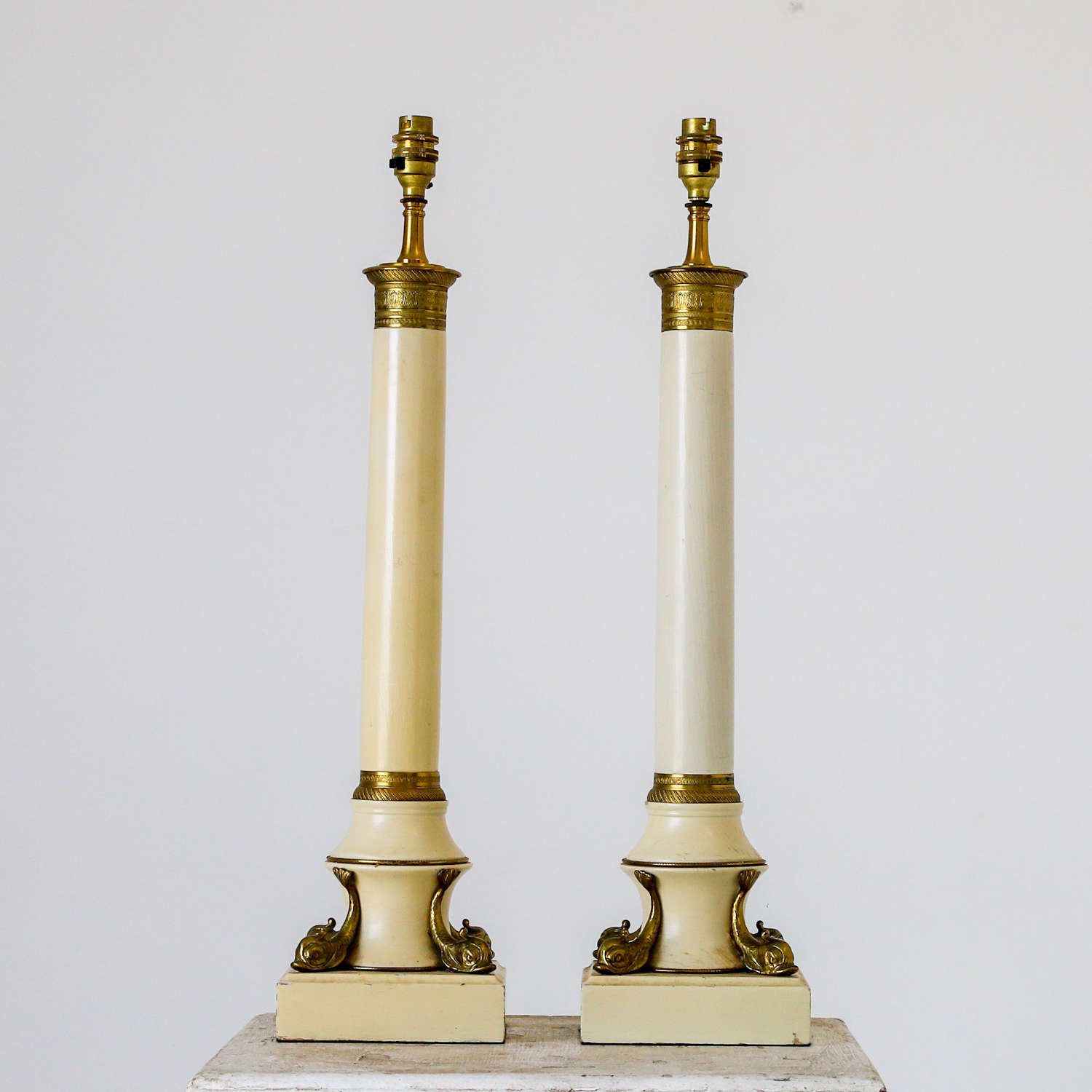 Pair of Tall French Empire Style Lamps