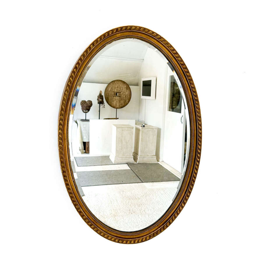 Oval Gilt Wood Bevelled Plate Wall Mirror