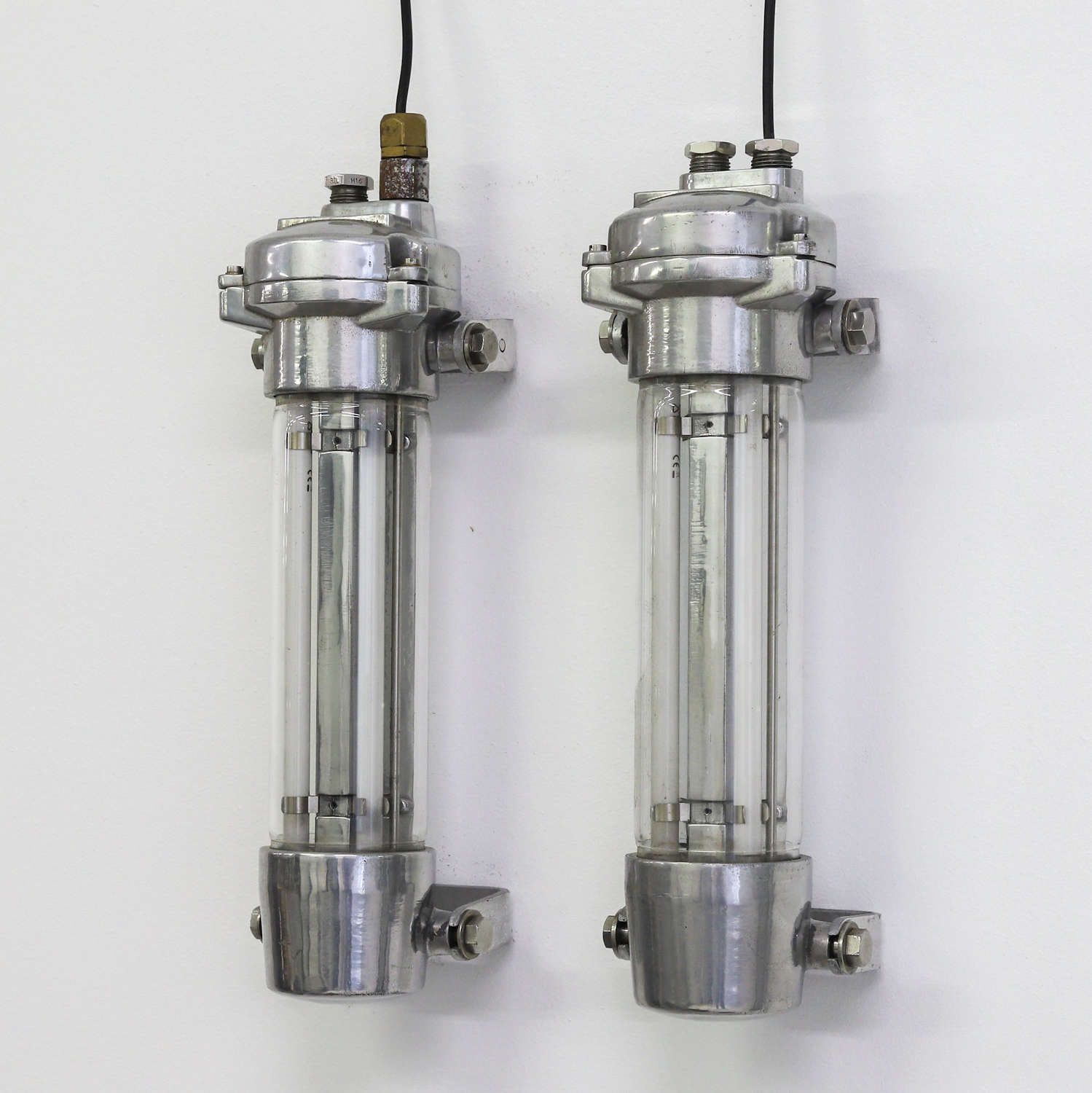 Pair of Lamps from HMS Ark Royal - Restored, Rewired & PAT Tested