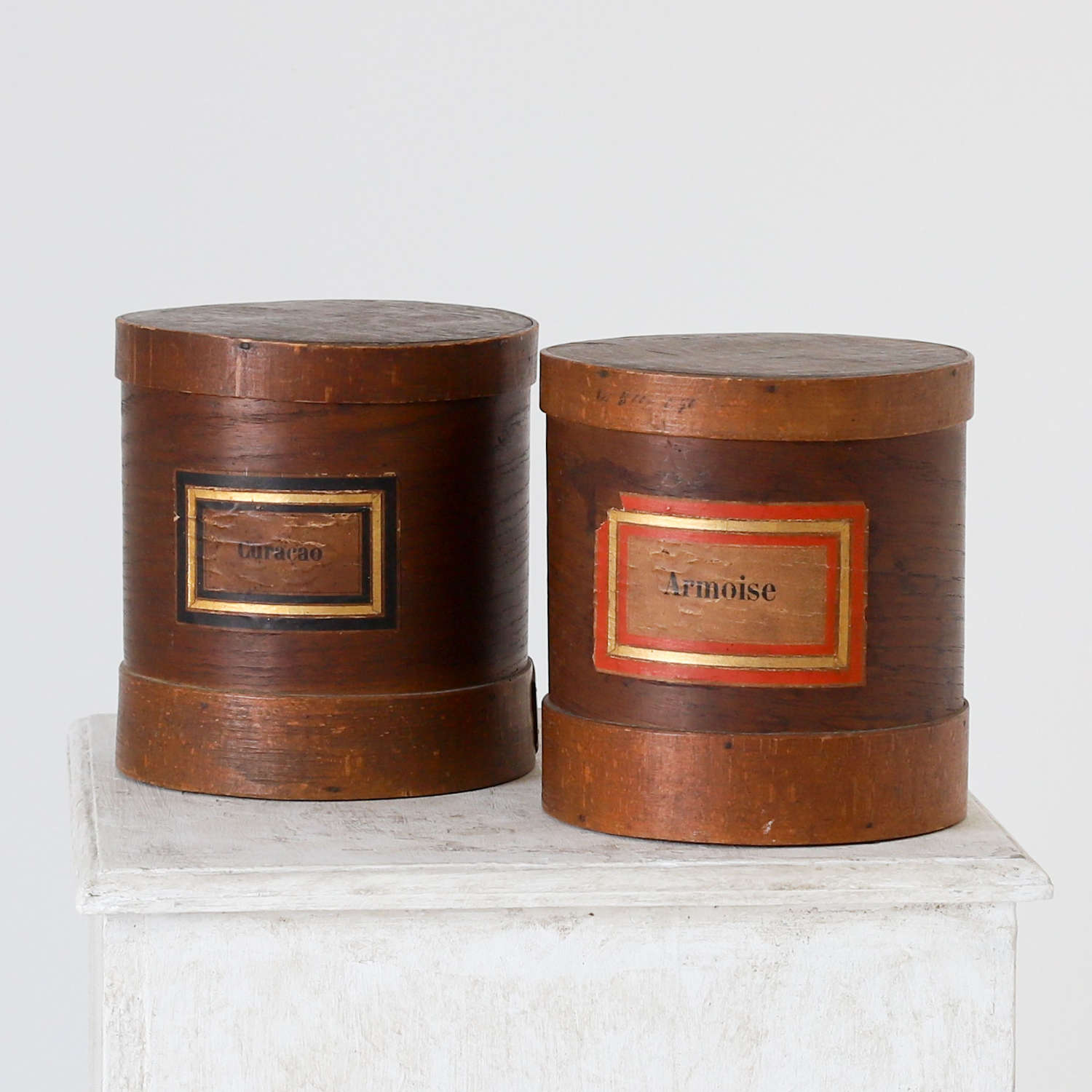 Pair of 19th Century Bentwood Apothecary Canisters