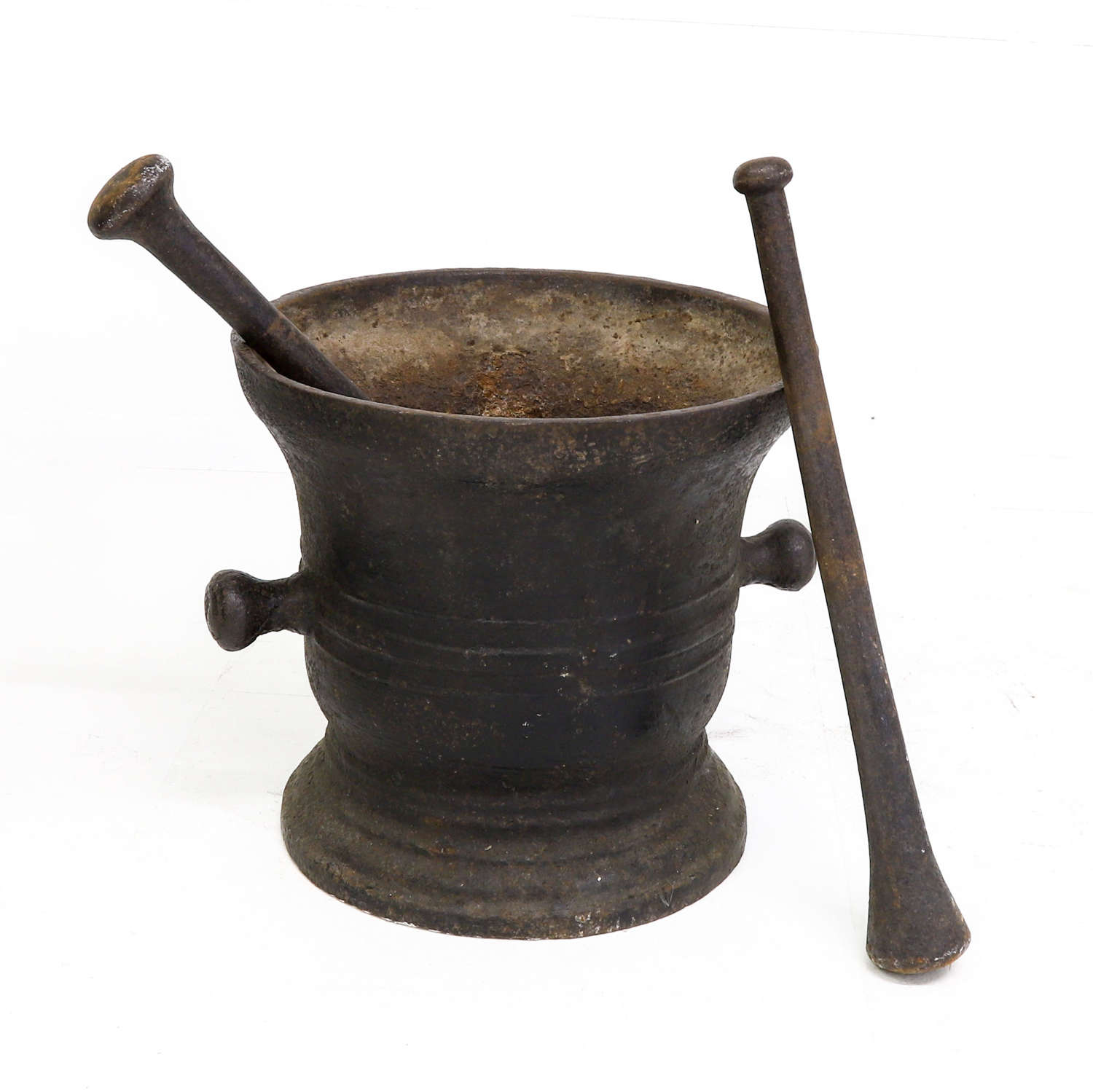 Antique French 18th Century Metal Pestle and Mortar of Grand Scale