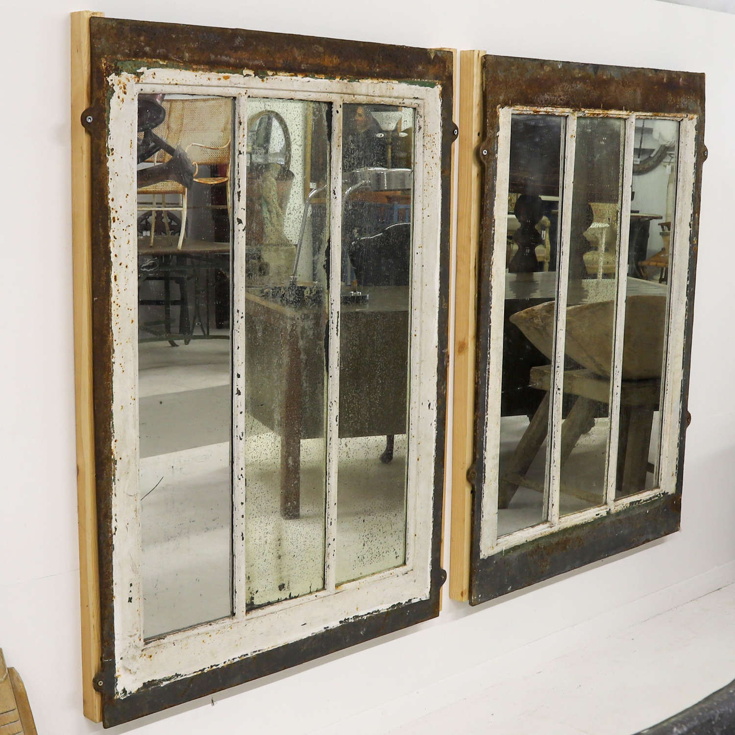 Pair of Cast Iron Frame Mirrors