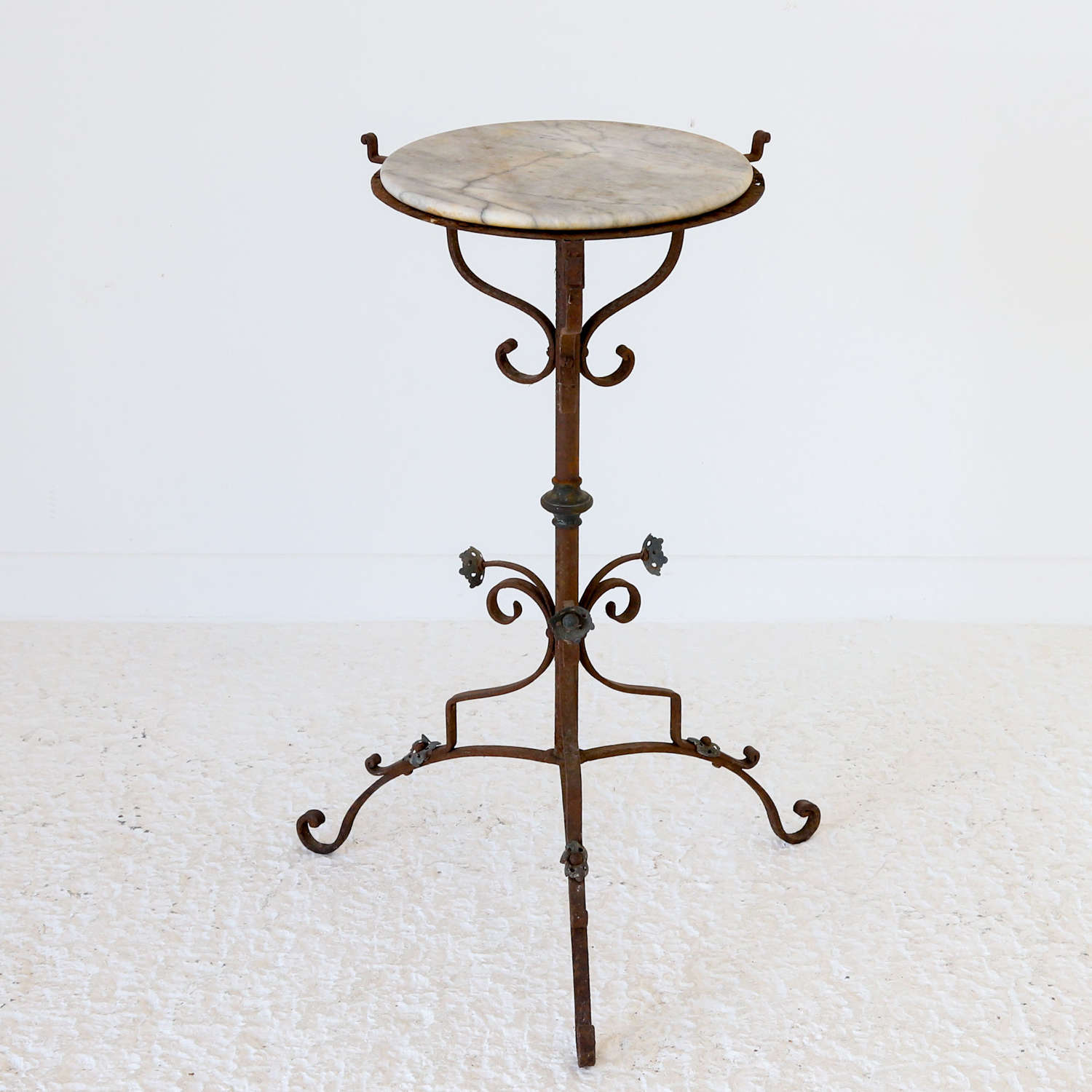 Early 20th Century Wrought Iron Occasional Table with Marble Top