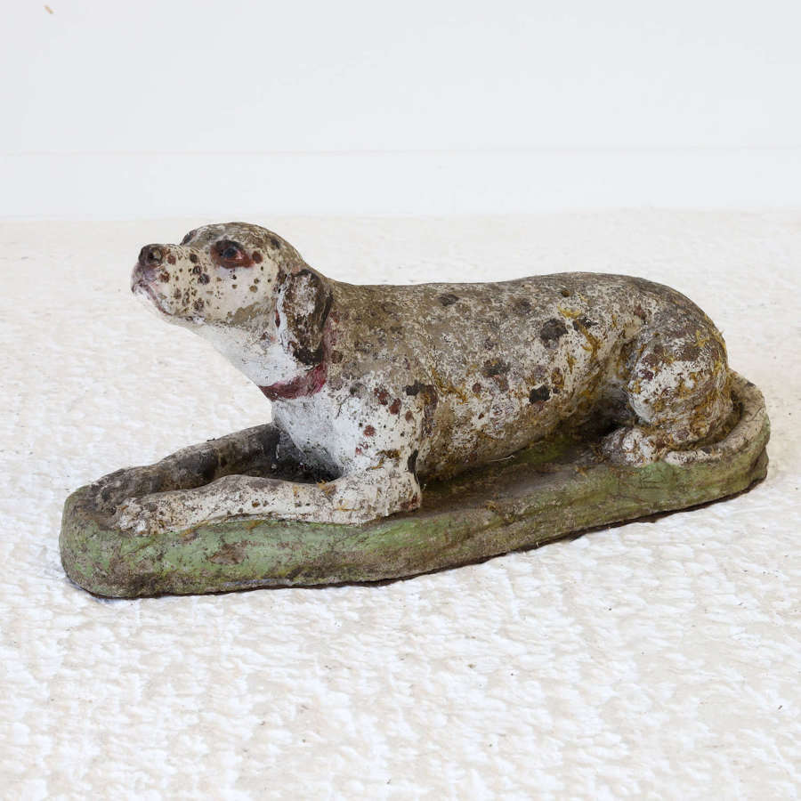 Mid Century Cast Stone Model of  Recumbent Dalmatian Dog