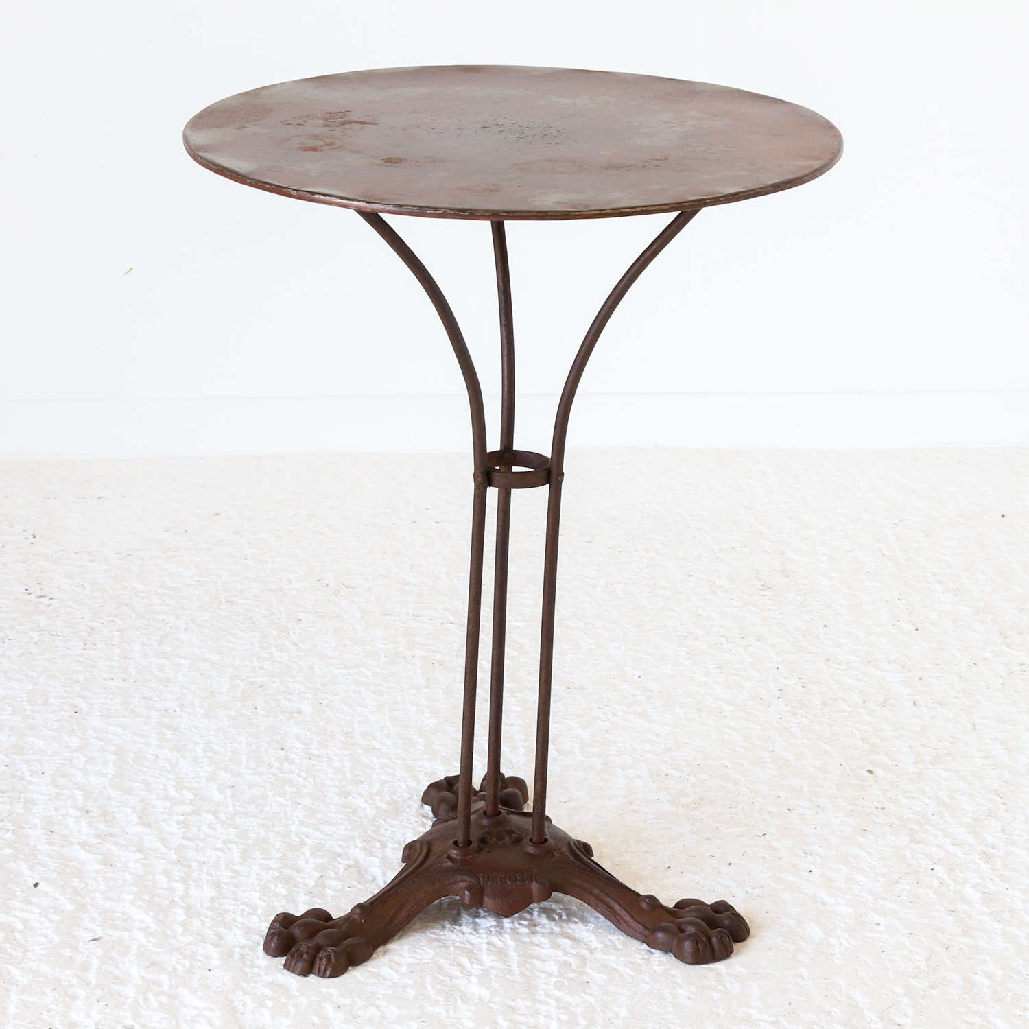Circa 1880’s French Circular Cast Iron Bistro Table Stamped Depose