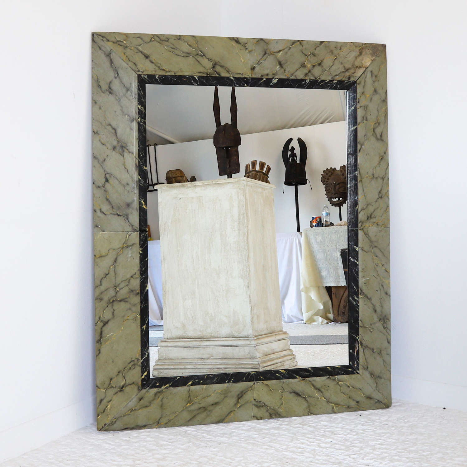 Italian circa 1880 Faux Marble Framed Mirror
