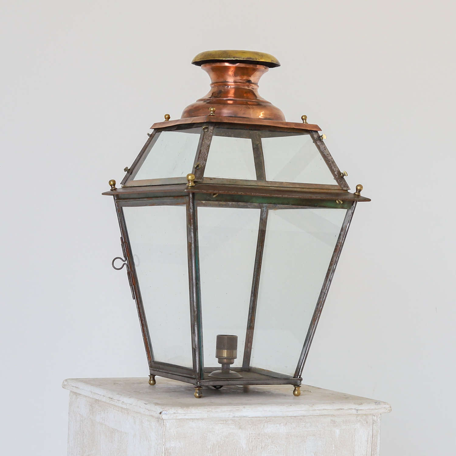 French 19th Century circa 1860s Copper And Tole Table Lantern
