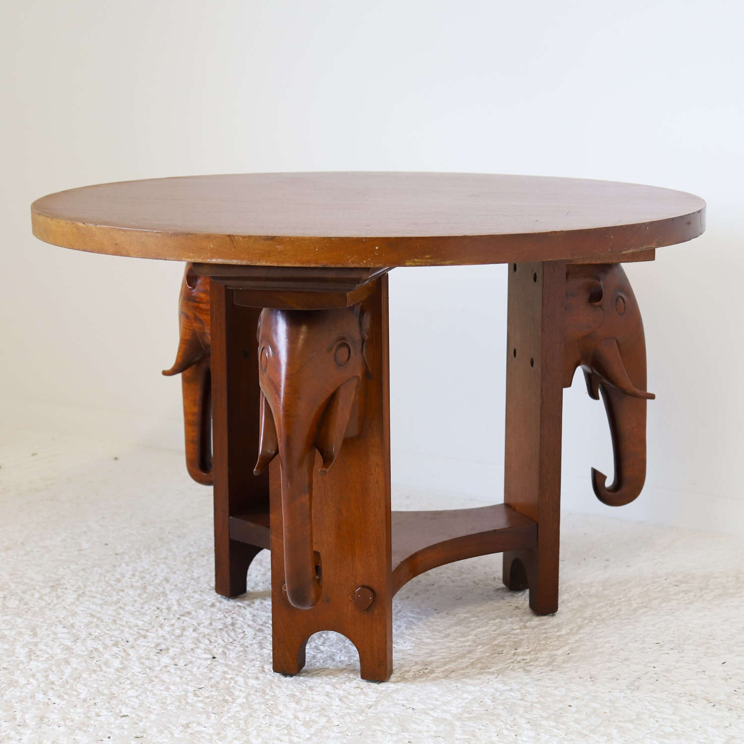 Early 20th Century circa 1920 Anglo Indian Teak Elephant Table