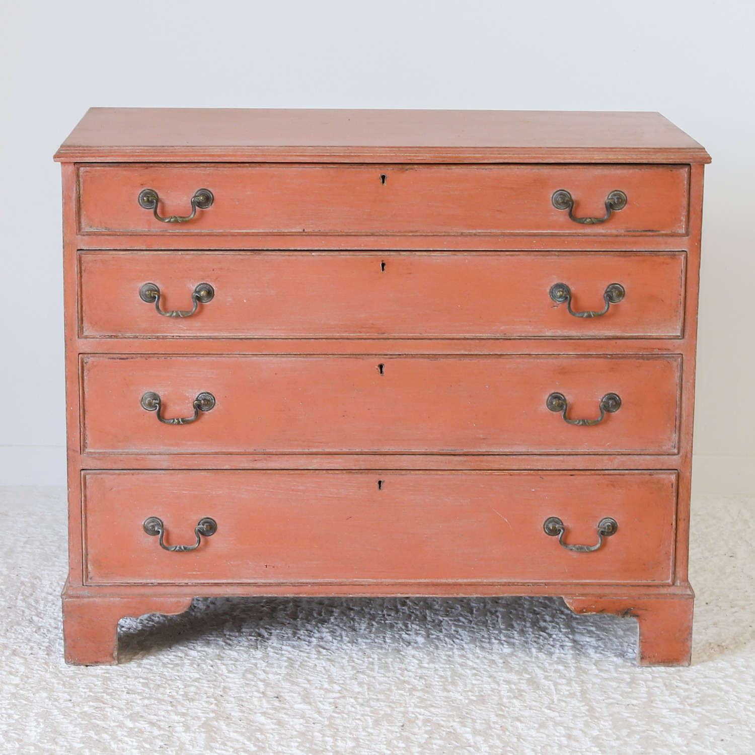 Petite Painted Chest of Drawers circa 1920 - Distressed Mottled Coral