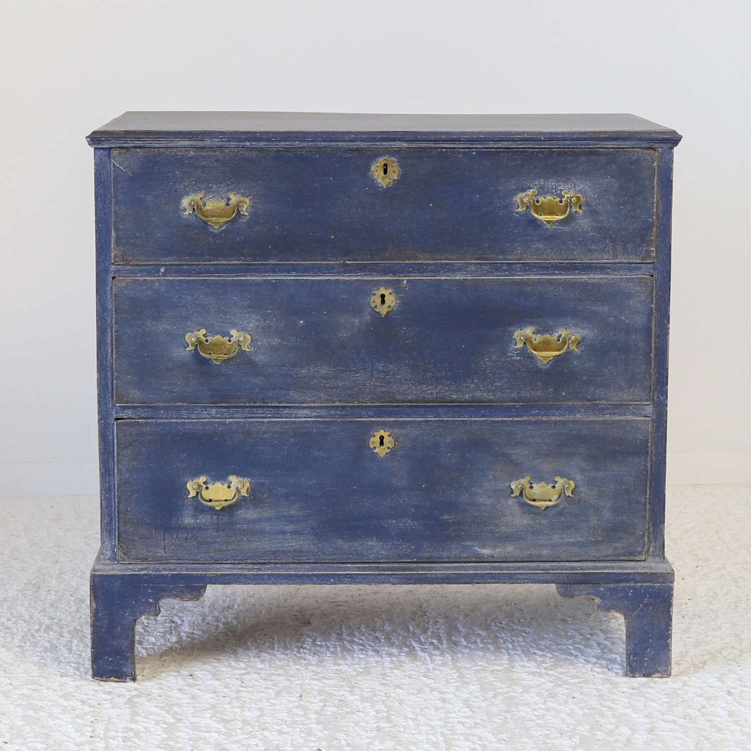 Georgian 3 drawer Chest of Drawers later painted powder blue paint