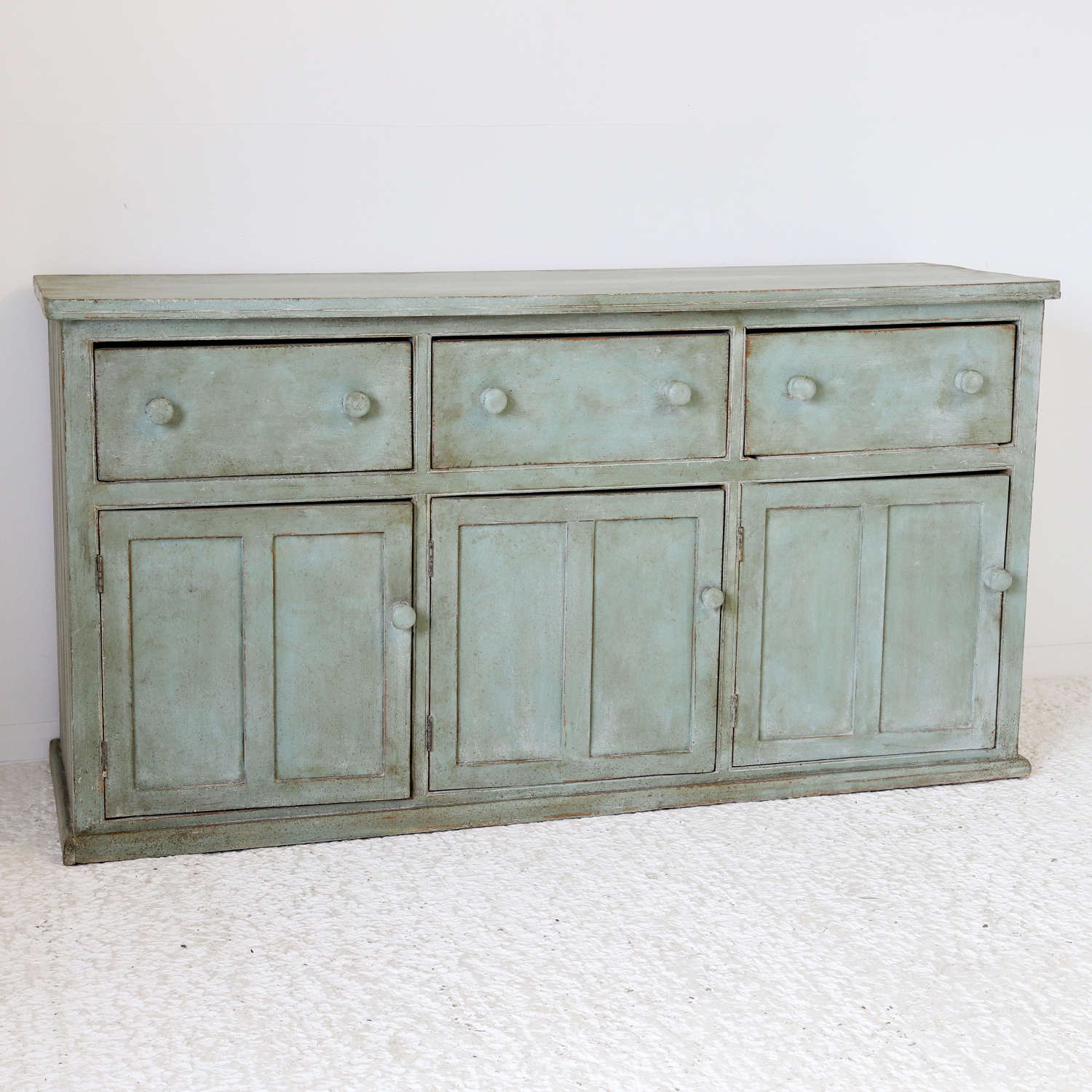 19th Century English Painted Pine Country House Dresser Base