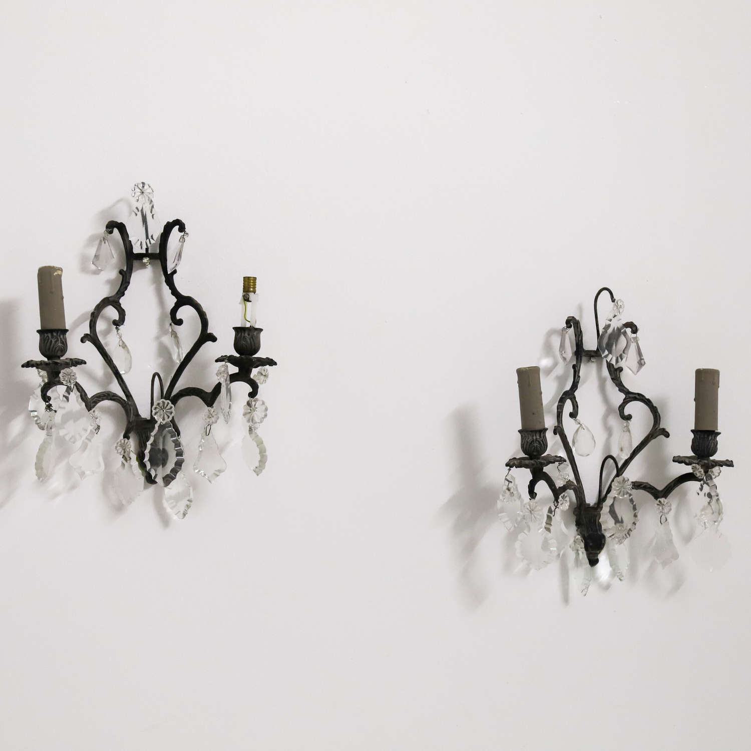 Pair of Wall Lights with crystal drops