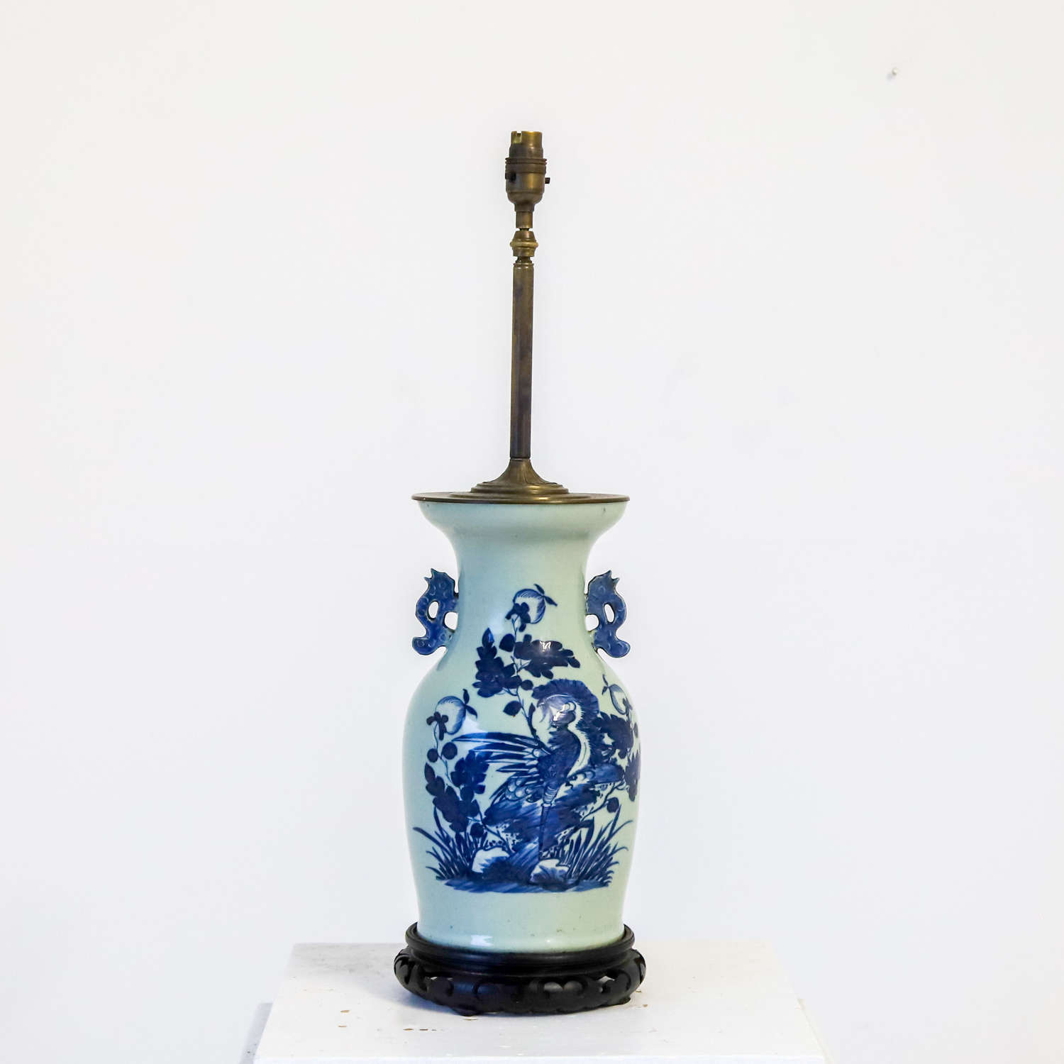 France circa 1940 Blue and White Vase converted to Lamp
