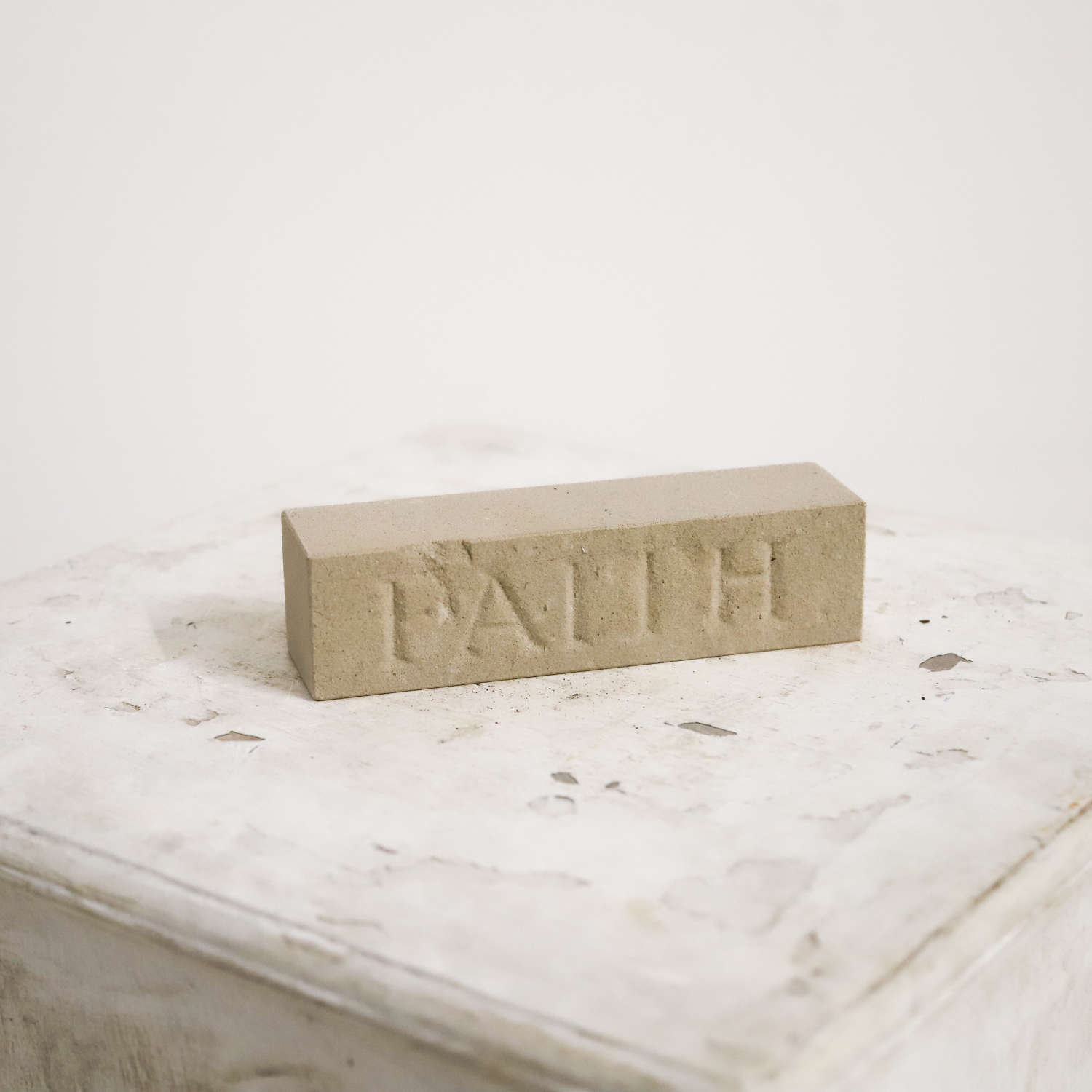 Block with Word 'Faith' in Carved Bath Stone - England 1914